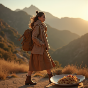 Beauty — Traveler In Earth-toned Layers Against A Photography #0262 (Firefly)