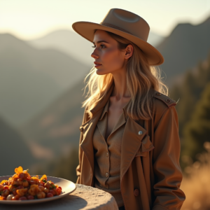 Beauty — Traveler In Earth-toned Layers Against A Photography #0286 (Firefly)