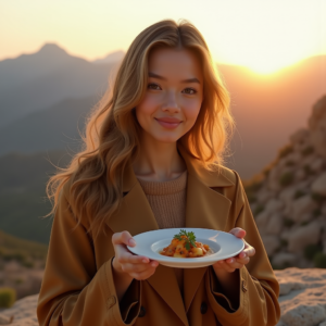 Beauty — Traveler In Earth-toned Layers Against A Photography #0316 (Midjourney)