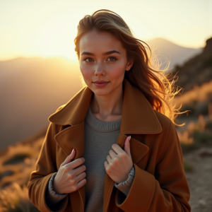 Beauty — Traveler In Earth-toned Layers Against A Photography #0328 (Midjourney)