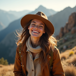 Beauty — Traveler In Earth-toned Layers Against A Photography #0346 (Firefly)