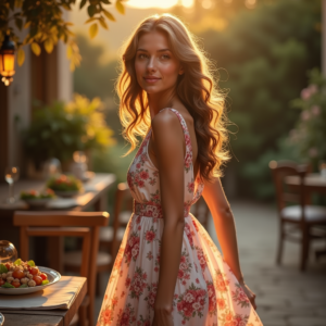 Beauty — Woman In A Flowing Floral Sundress Photography #0075 (Dreamina)