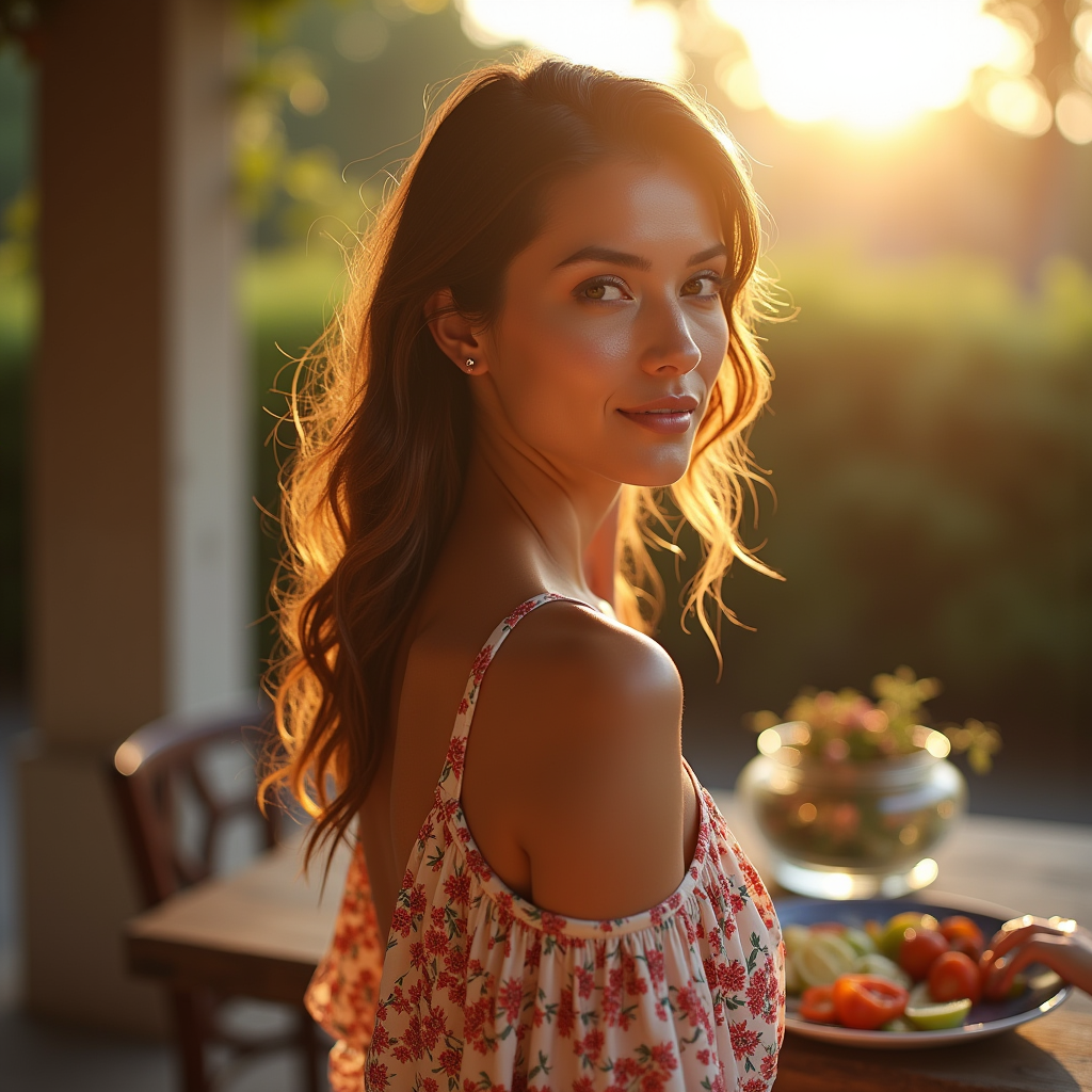 Beauty — Woman In A Flowing Floral Sundress Photography #0099 (Dreamina)