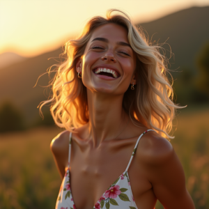 Beauty — Woman In A Flowing Floral Sundress Photography #0195 (Dreamina)