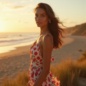 Beauty — Woman In A Flowing Floral Sundress Photography #0207 (Dreamina)