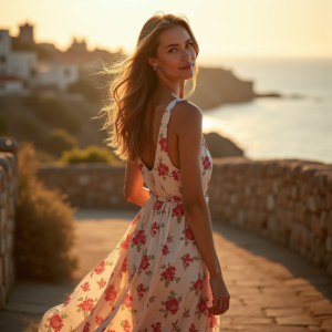 Beauty — Woman In A Flowing Floral Sundress Photography #0296 (Gemini)