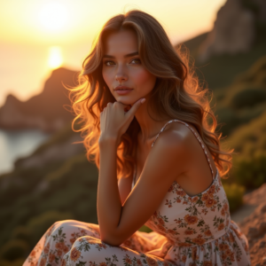 Beauty — Woman In A Flowing Floral Sundress Photography #0302 (Seedream)