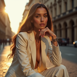 Beauty — Woman In A Tailored Ivory Blazer Photography #0007 (Krea)