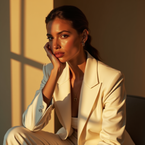 Beauty — Woman In A Tailored Ivory Blazer Photography #0043 (Krea)