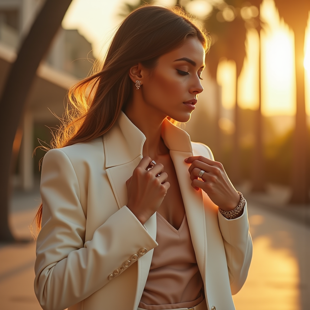 Beauty — Woman In A Tailored Ivory Blazer Photography #0067 (Krea)