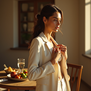 Beauty — Woman In A Tailored Ivory Blazer Photography #0103 (Krea)