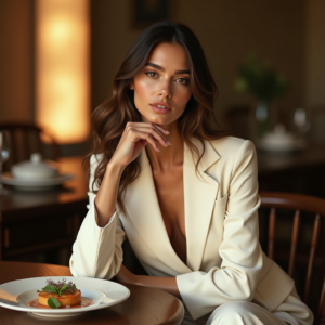 Beauty — Woman In A Tailored Ivory Blazer Photography #0264 (Ideogram)