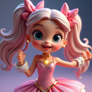 Cartoon Animals — Magical Girl Character With Flowing Ribbon-trimmed Character #0012 (Recraft)