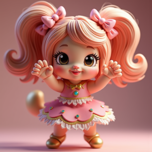 Cartoon Animals — Magical Girl Character With Flowing Ribbon-trimmed Character #0018 (Stable Diffusion)