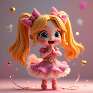 Cartoon Animals — Magical Girl Character With Flowing Ribbon-trimmed Character #0030 (Stable Diffusion)