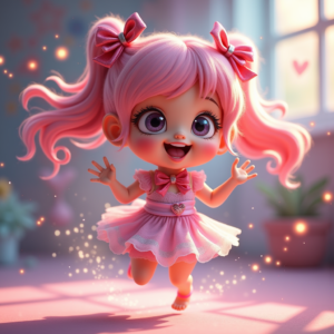 Cartoon Animals — Magical Girl Character With Flowing Ribbon-trimmed Character #0042 (Stable Diffusion)