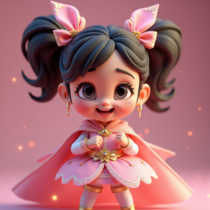 Cartoon Animals — Magical Girl Character With Flowing Ribbon-trimmed Character #0048 (Recraft)