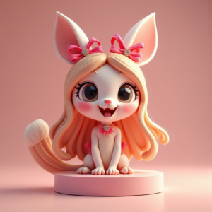 Cartoon Animals — Magical Girl Character With Flowing Ribbon-trimmed Character #0060 (Recraft)