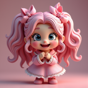 Cartoon Animals — Magical Girl Character With Flowing Ribbon-trimmed Character #0066 (Stable Diffusion)