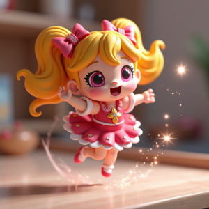 Cartoon Animals — Magical Girl Character With Flowing Ribbon-trimmed Character #0078 (Stable Diffusion)