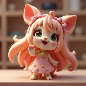 Cartoon Animals — Magical Girl Character With Flowing Ribbon-trimmed Character #0090 (Stable Diffusion)