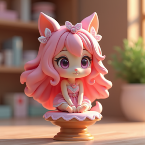 Cartoon Animals — Magical Girl Character With Flowing Ribbon-trimmed Character #0096 (Recraft)