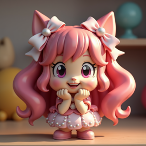 Cartoon Animals — Magical Girl Character With Flowing Ribbon-trimmed Character #0102 (Stable Diffusion)