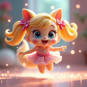 Cartoon Animals — Magical Girl Character With Flowing Ribbon-trimmed Character #0114 (Stable Diffusion)