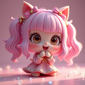 Cartoon Animals — Magical Girl Character With Flowing Ribbon-trimmed Character #0138 (Stable Diffusion)