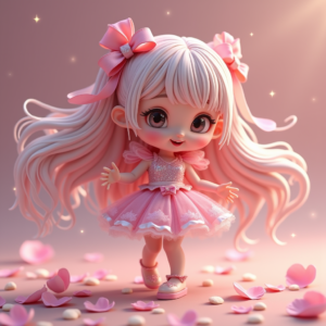 Cartoon Animals — Magical Girl Character With Flowing Ribbon-trimmed Character #0144 (Recraft)