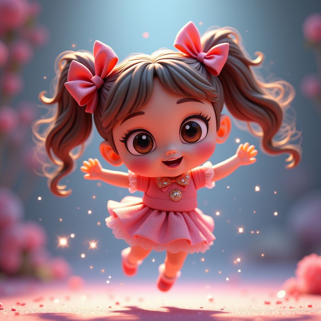 Cartoon Animals — Magical Girl Character With Flowing Ribbon-trimmed Character #0150 (Stable Diffusion)
