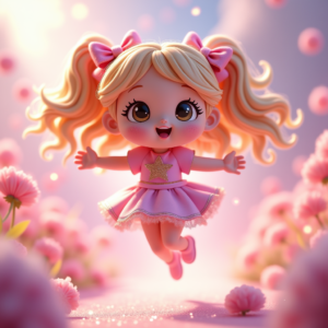 Cartoon Animals — Magical Girl Character With Flowing Ribbon-trimmed Character #0186 (Stable Diffusion)