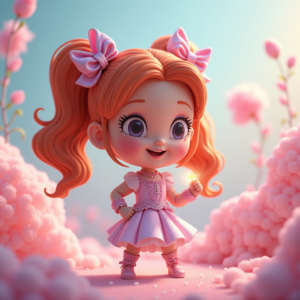 Cartoon Animals — Magical Girl Character With Flowing Ribbon-trimmed Character #0192 (Recraft)