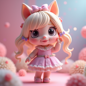 Cartoon Animals — Magical Girl Character With Flowing Ribbon-trimmed Character #0198 (Stable Diffusion)