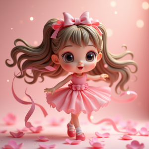 Cartoon Animals — Magical Girl Character With Flowing Ribbon-trimmed Character #0216 (Recraft)