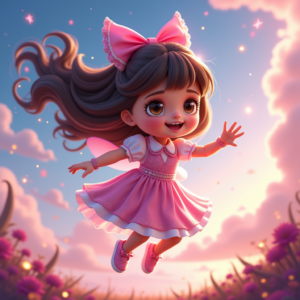 Cartoon Animals — Magical Girl Character With Flowing Ribbon-trimmed Character #0222 (Stable Diffusion)
