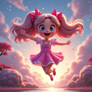 Cartoon Animals — Magical Girl Character With Flowing Ribbon-trimmed Character #0240 (Recraft)