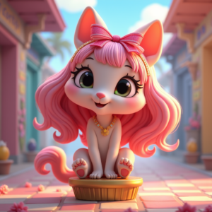 Cartoon Animals — Magical Girl Character With Flowing Ribbon-trimmed Character #0258 (Stable Diffusion)