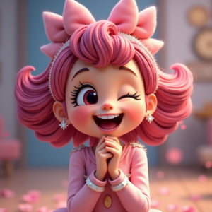 Cartoon Animals — Magical Girl Character With Flowing Ribbon-trimmed Character #0264 (Recraft)