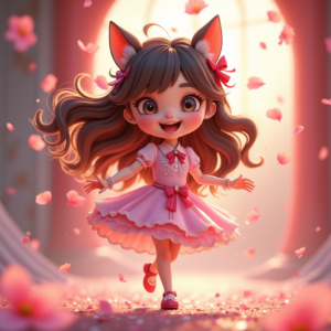 Cartoon Animals — Magical Girl Character With Flowing Ribbon-trimmed Character #0270 (Stable Diffusion)