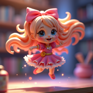 Cartoon Animals — Magical Girl Character With Flowing Ribbon-trimmed Character #0276 (Recraft)