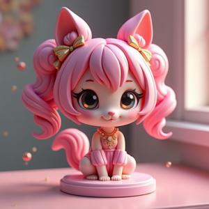 Cartoon Animals — Magical Girl Character With Flowing Ribbon-trimmed Character #0294 (Stable Diffusion)