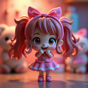 Cartoon Animals — Magical Girl Character With Flowing Ribbon-trimmed Character #0300 (Recraft)