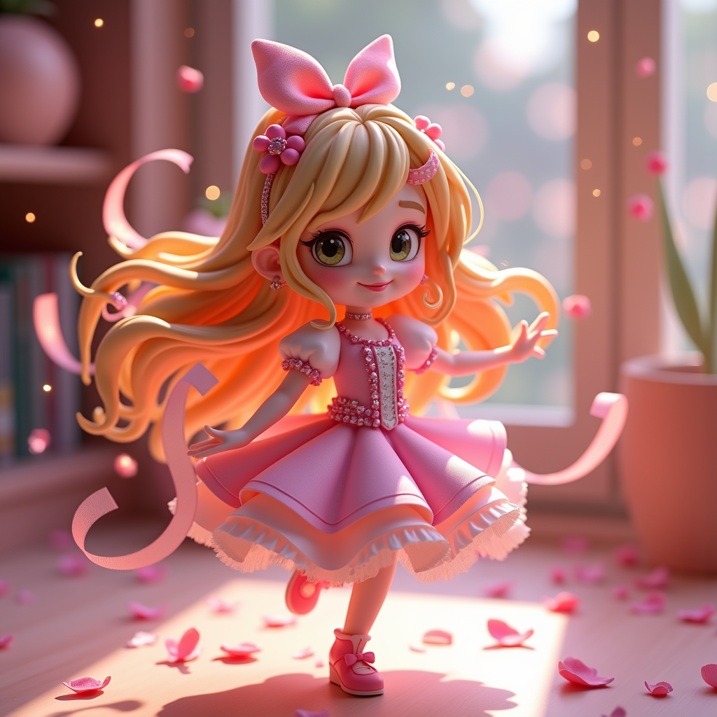 Cartoon Animals — Magical Girl Character With Flowing Ribbon-trimmed Character #0306 (Stable Diffusion)