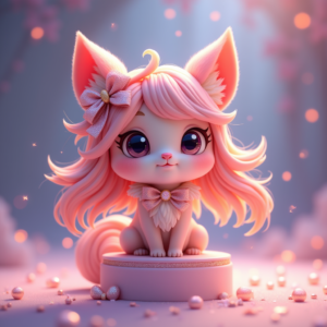 Cartoon Animals — Magical Girl Character With Flowing Ribbon-trimmed Character #0330 (Stable Diffusion)