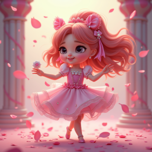 Cartoon Animals — Magical Girl Character With Flowing Ribbon-trimmed Character #0342 (Stable Diffusion)