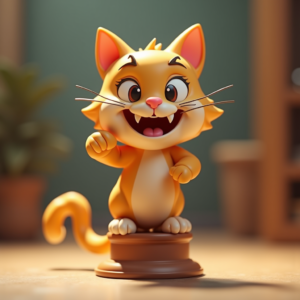 Cartoon Animals — Mischievous Cartoon Cat Character Mid-pounce With Character #0023 (Firefly)