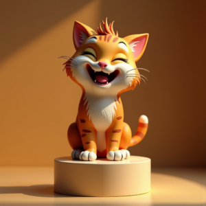 Cartoon Animals — Mischievous Cartoon Cat Character Mid-pounce With Character #0095 (Firefly)