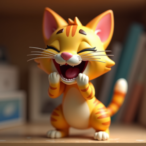 Cartoon Animals — Mischievous Cartoon Cat Character Mid-pounce With Character #0101 (Midjourney)