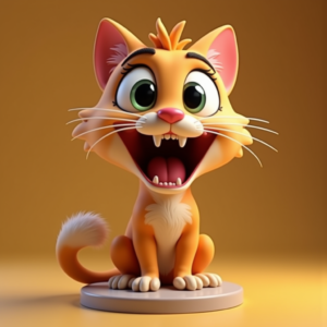 Cartoon Animals — Mischievous Cartoon Cat Character Mid-pounce With Character #0167 (Firefly)